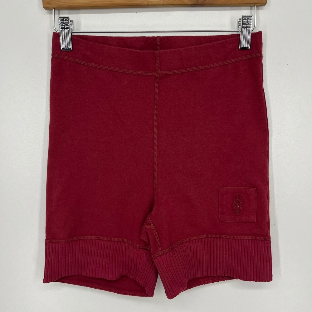 Free People FP Movement Womens Red Ribbed Hem Bike Shorts Small S